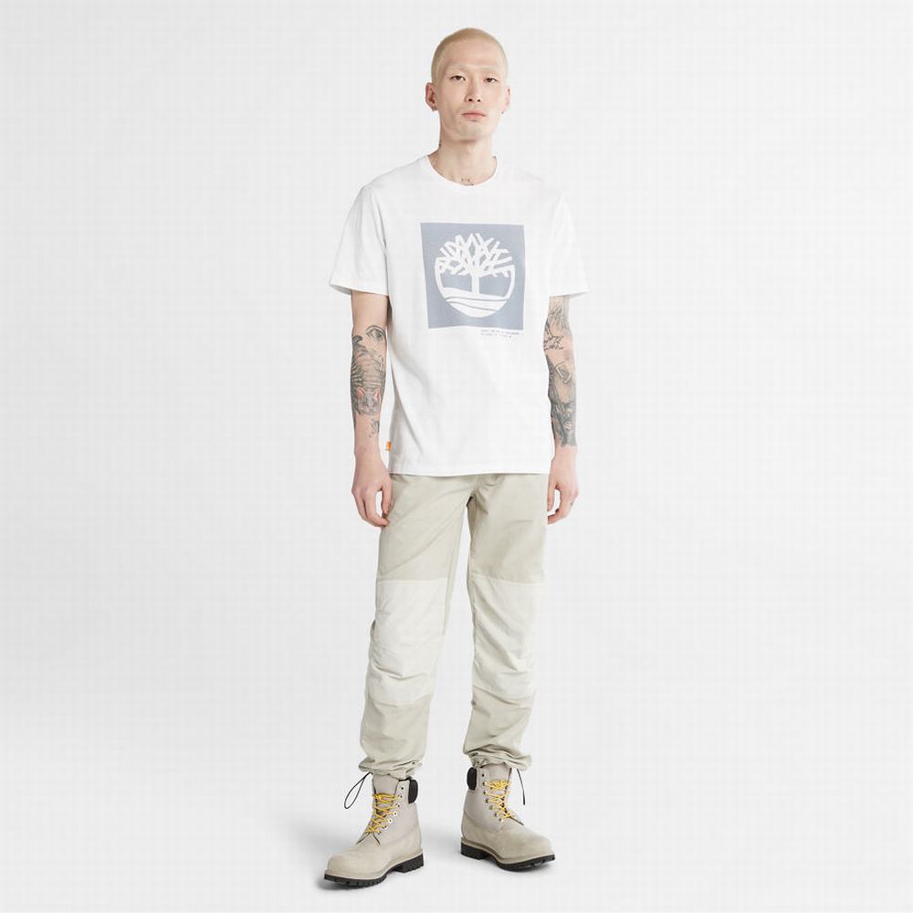 Timberland Dotted Tree-logo Tişört Erkek Beyaz | TR-8756P