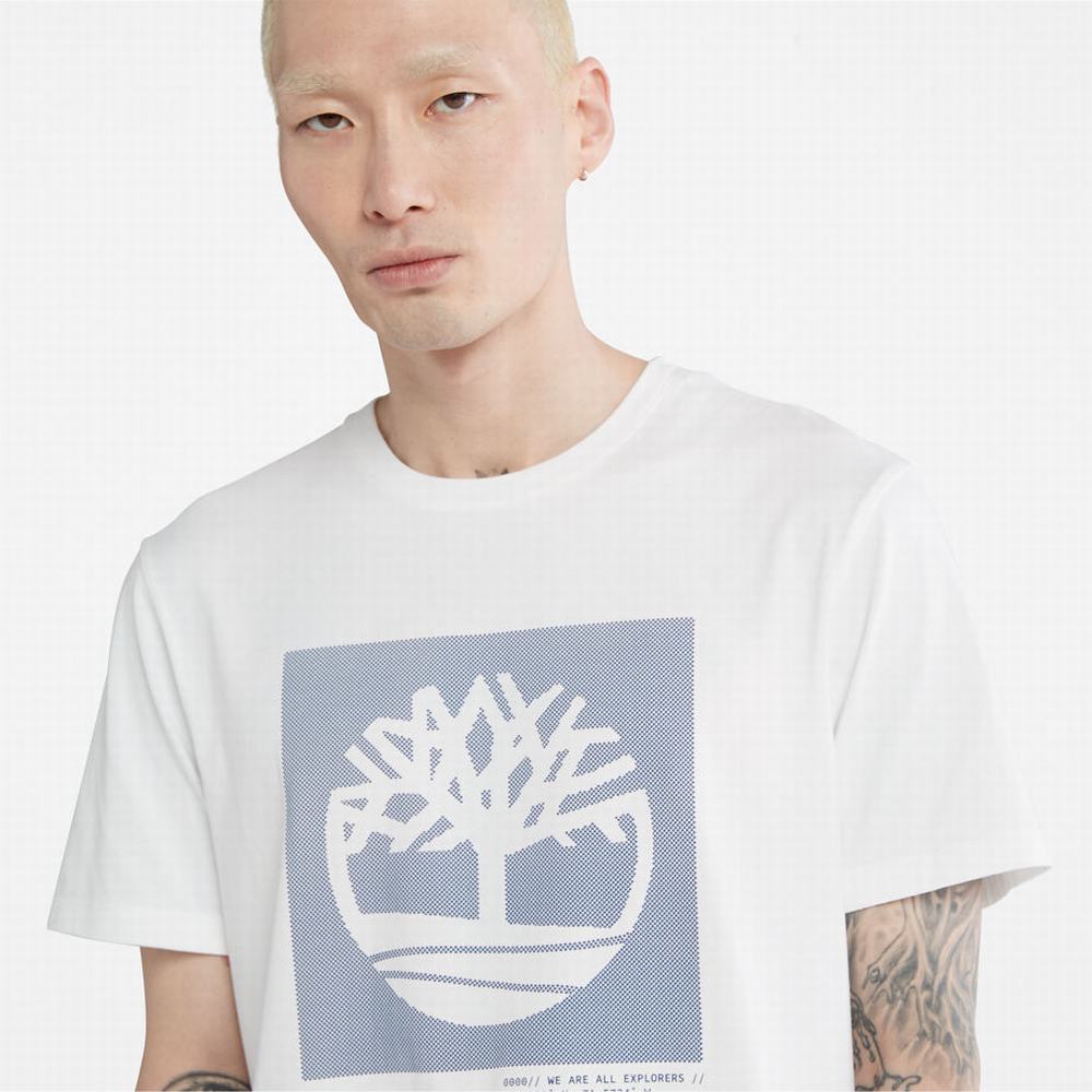 Timberland Dotted Tree-logo Tişört Erkek Beyaz | TR-8756P