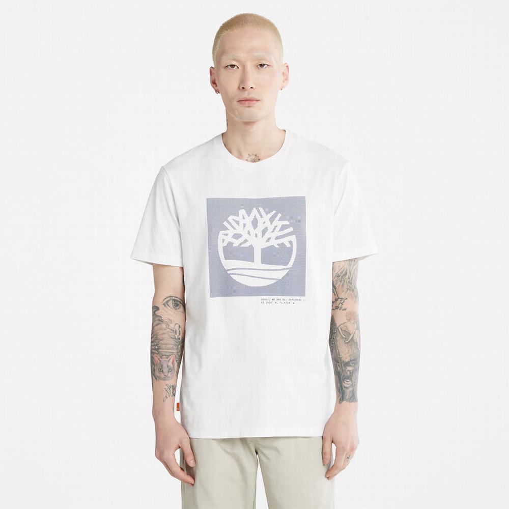 Timberland Dotted Tree-logo Tişört Erkek Beyaz | TR-8756P