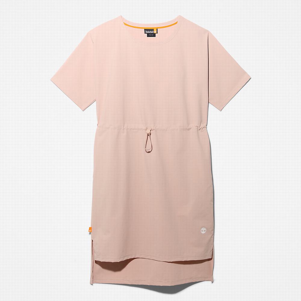 Timberland Drawstring T-Shirt Elbise Elbise Kadın Pembe | TR-5894R