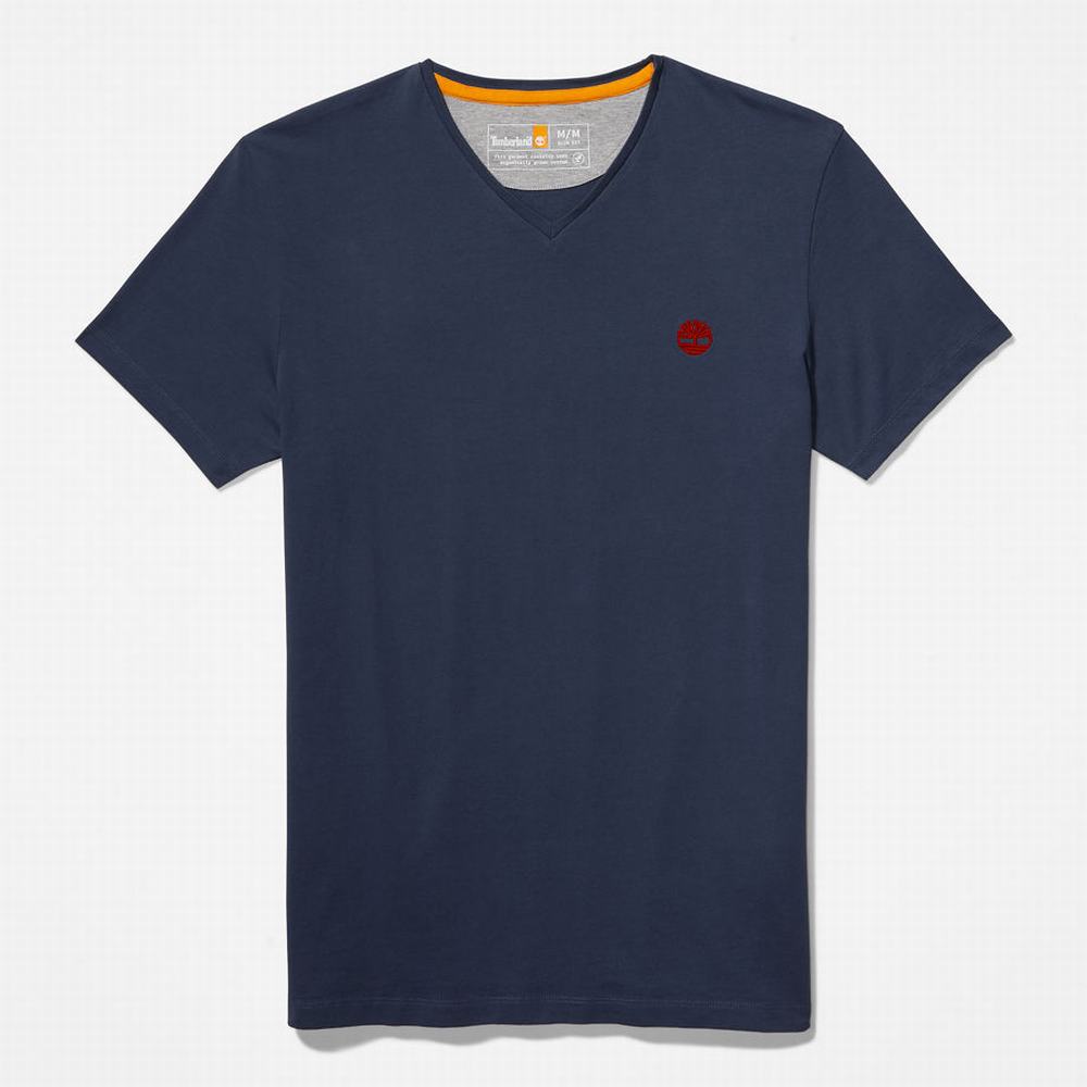 Timberland Dunstan River V-Neck Tişört Erkek Lacivert | TR-2039J