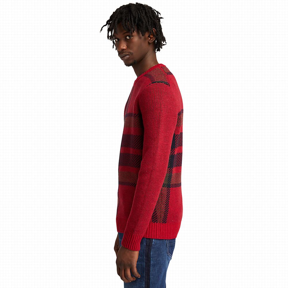 Timberland EK+ Intarsia Crewneck Kazak Erkek Kırmızı | TR-5269D