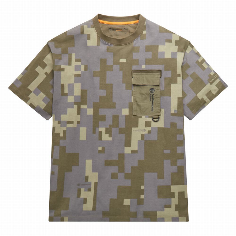 Timberland Earthkeepers® by Raeburn All Gender Print Pocket Tişört Erkek Yeşil Camo | TR-9213R