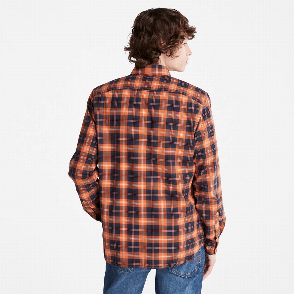Timberland Eastham River Stretch Checked Gömlek Erkek Turuncu | TR-3061K