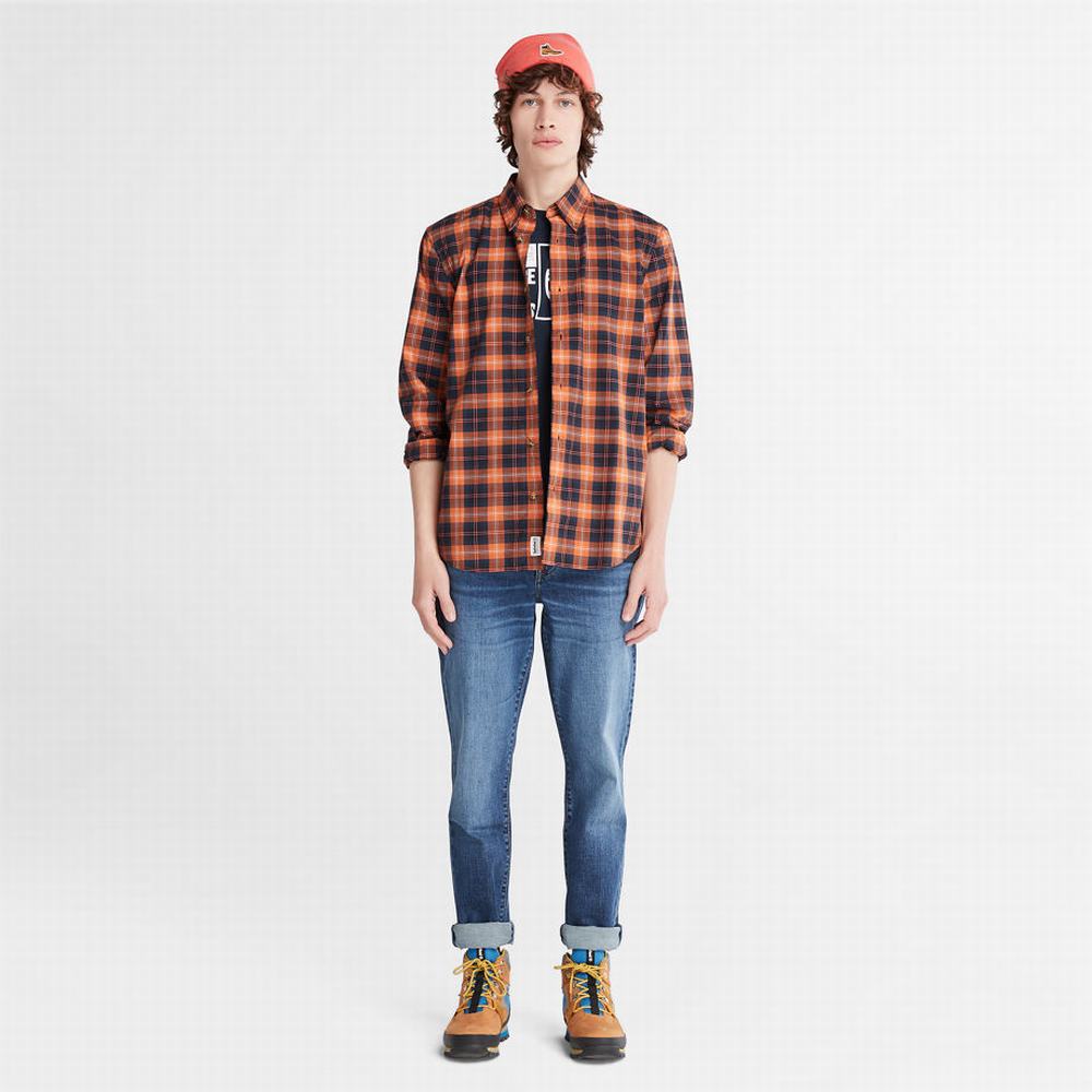 Timberland Eastham River Stretch Checked Gömlek Erkek Turuncu | TR-3061K
