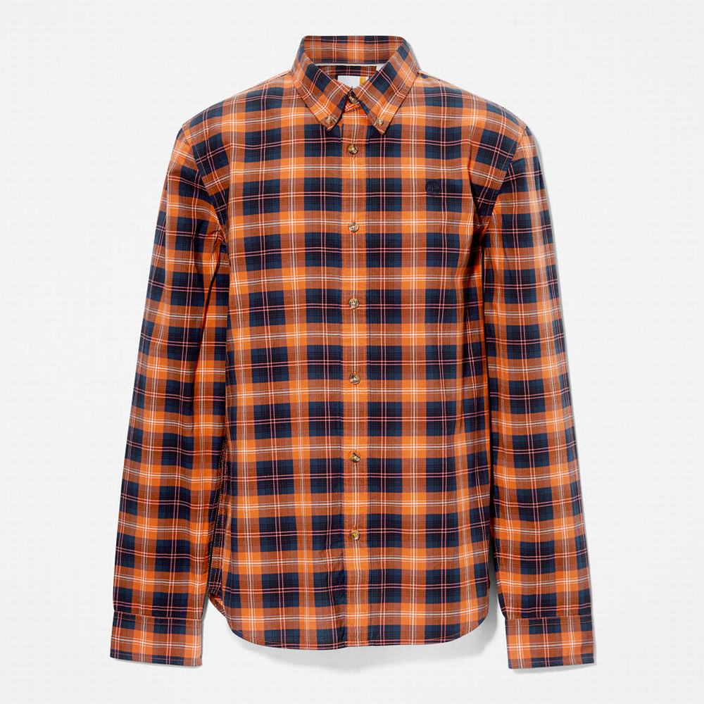 Timberland Eastham River Stretch Checked Gömlek Erkek Turuncu | TR-3061K