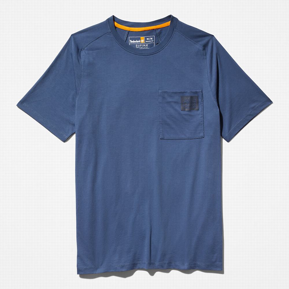 Timberland Eco-Ready Supima® Pamuklu TimberFresh™ Tişört Erkek Koyu Mavi | TR-7038E