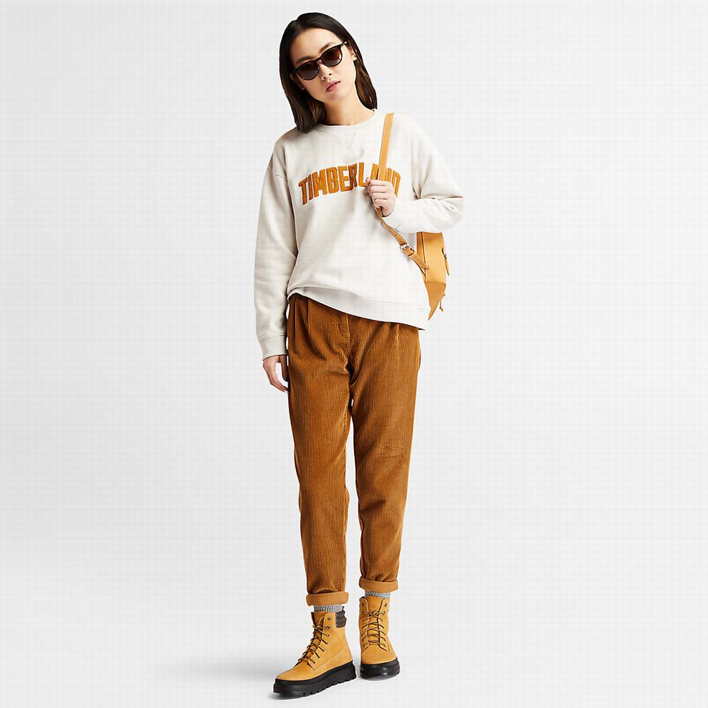 Timberland Ecoriginal Corduroy Logo Tişörtü Kadın Beyaz | TR-4769K