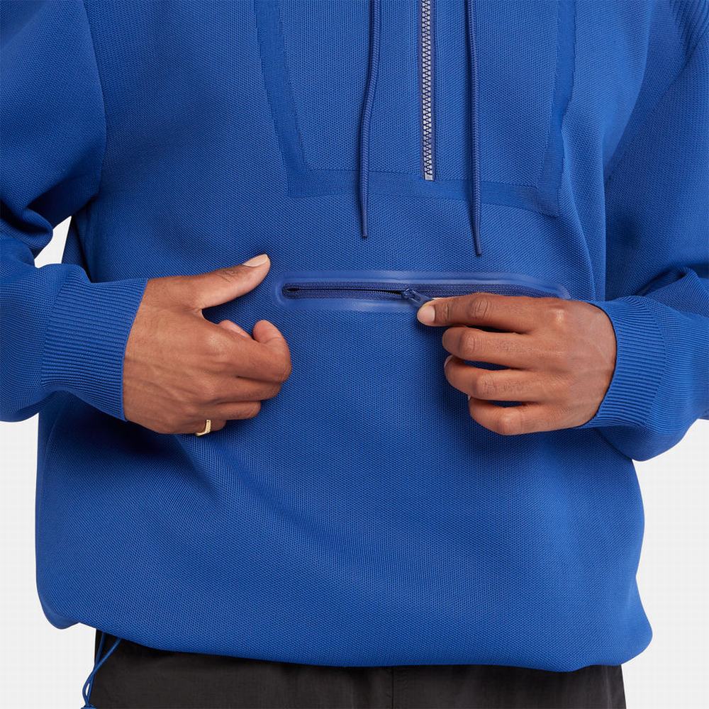 Timberland Engineered Half-zip Kapüşonlu Sweatshirt Erkek Koyu Mavi | TR-7621Z