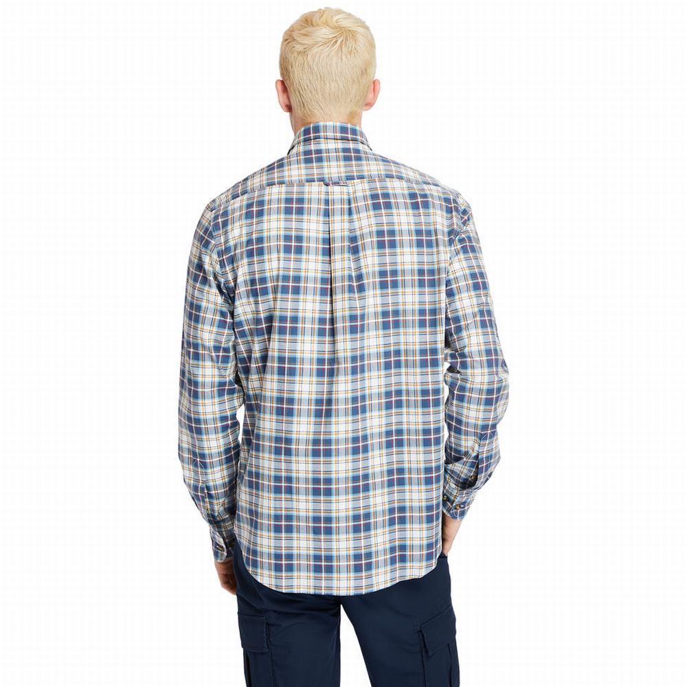 Timberland Essential Check Gömlek Erkek Mavi Sarı | TR-3564L