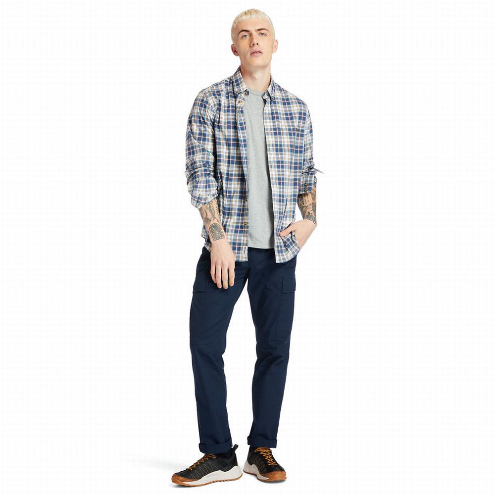 Timberland Essential Check Gömlek Erkek Mavi Sarı | TR-3564L