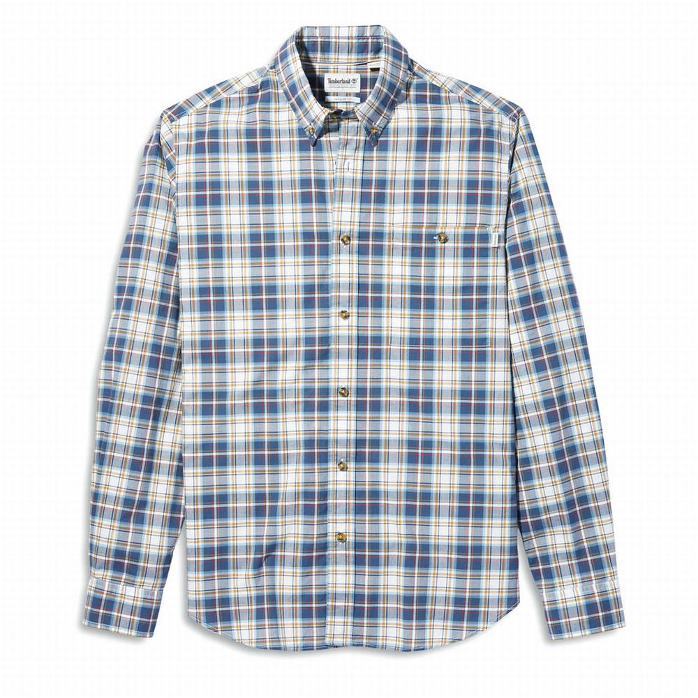 Timberland Essential Check Gömlek Erkek Mavi Sarı | TR-3564L