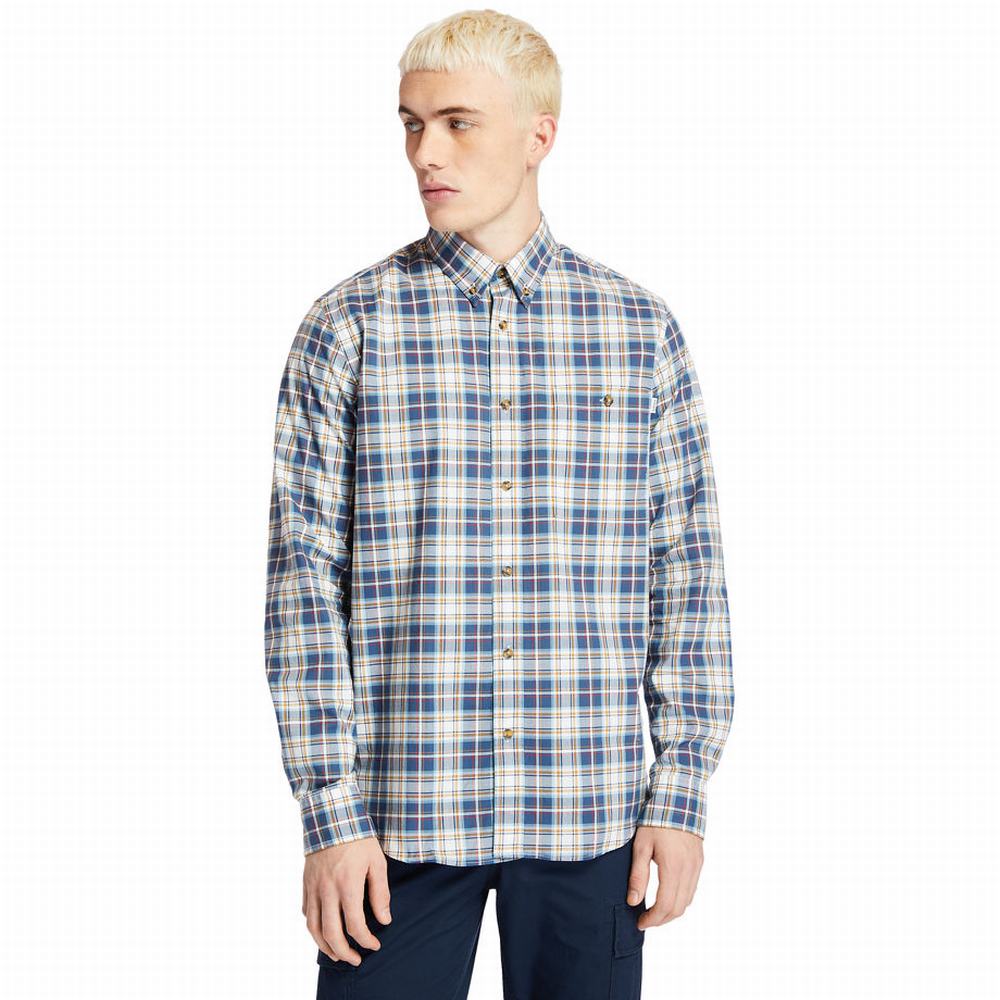 Timberland Essential Check Gömlek Erkek Mavi Sarı | TR-3564L