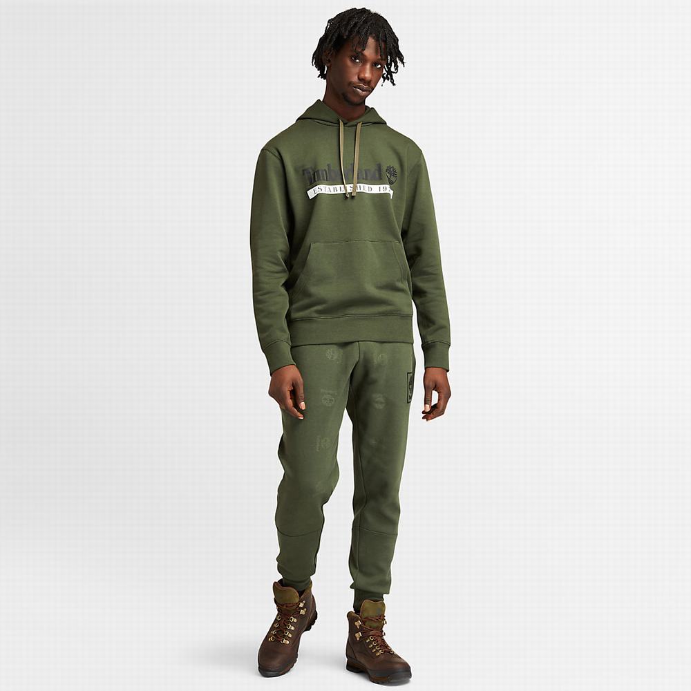 Timberland Established 1973 Kapüşonlu Sweatshirt Erkek Koyu Yeşil | TR-2674W
