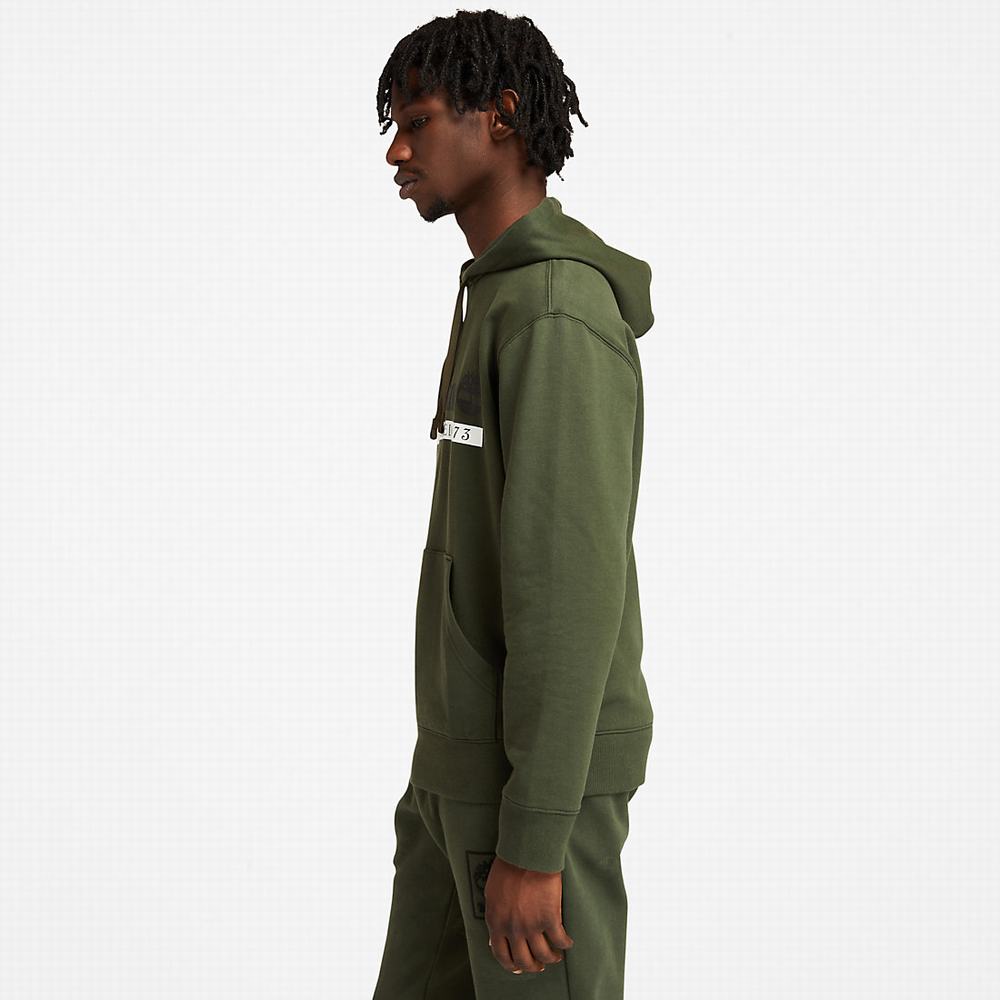 Timberland Established 1973 Kapüşonlu Sweatshirt Erkek Koyu Yeşil | TR-2674W