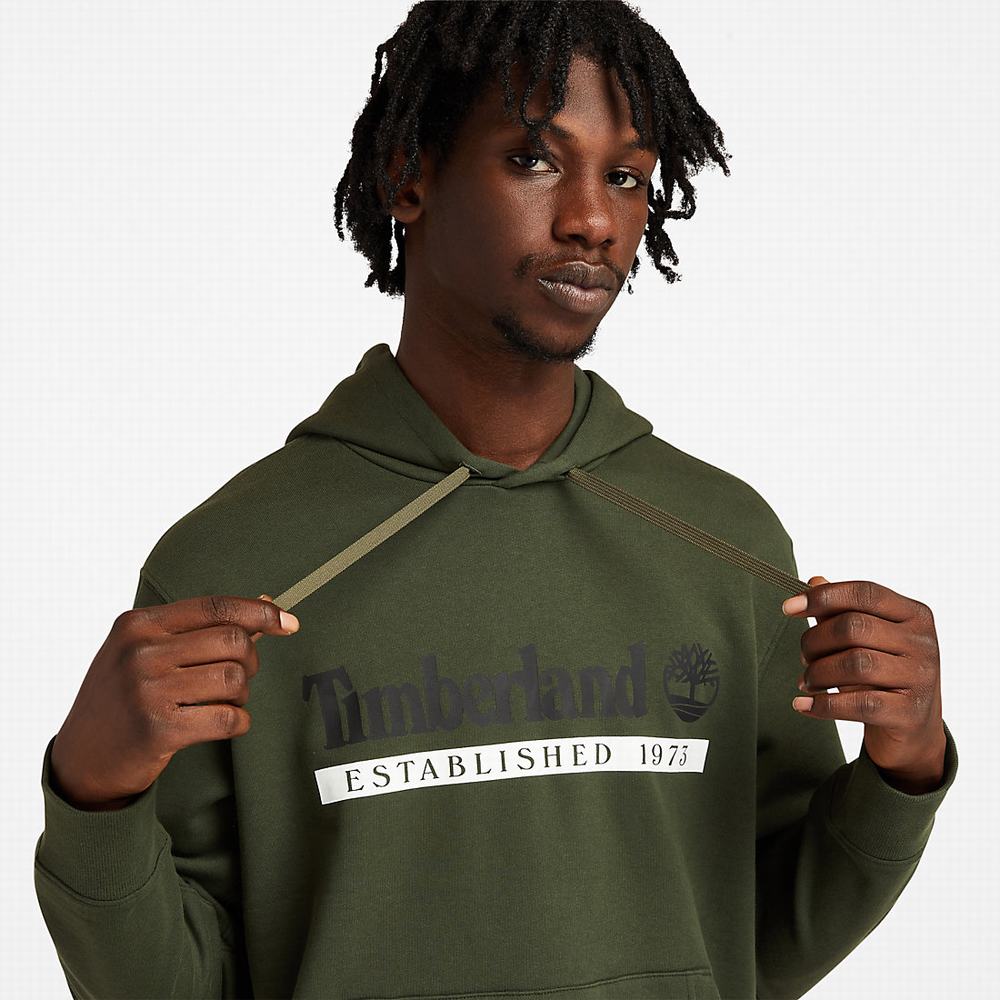 Timberland Established 1973 Kapüşonlu Sweatshirt Erkek Koyu Yeşil | TR-2674W