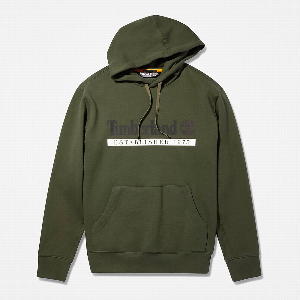 Timberland Established 1973 Kapüşonlu Sweatshirt Erkek Koyu Yeşil | TR-2674W