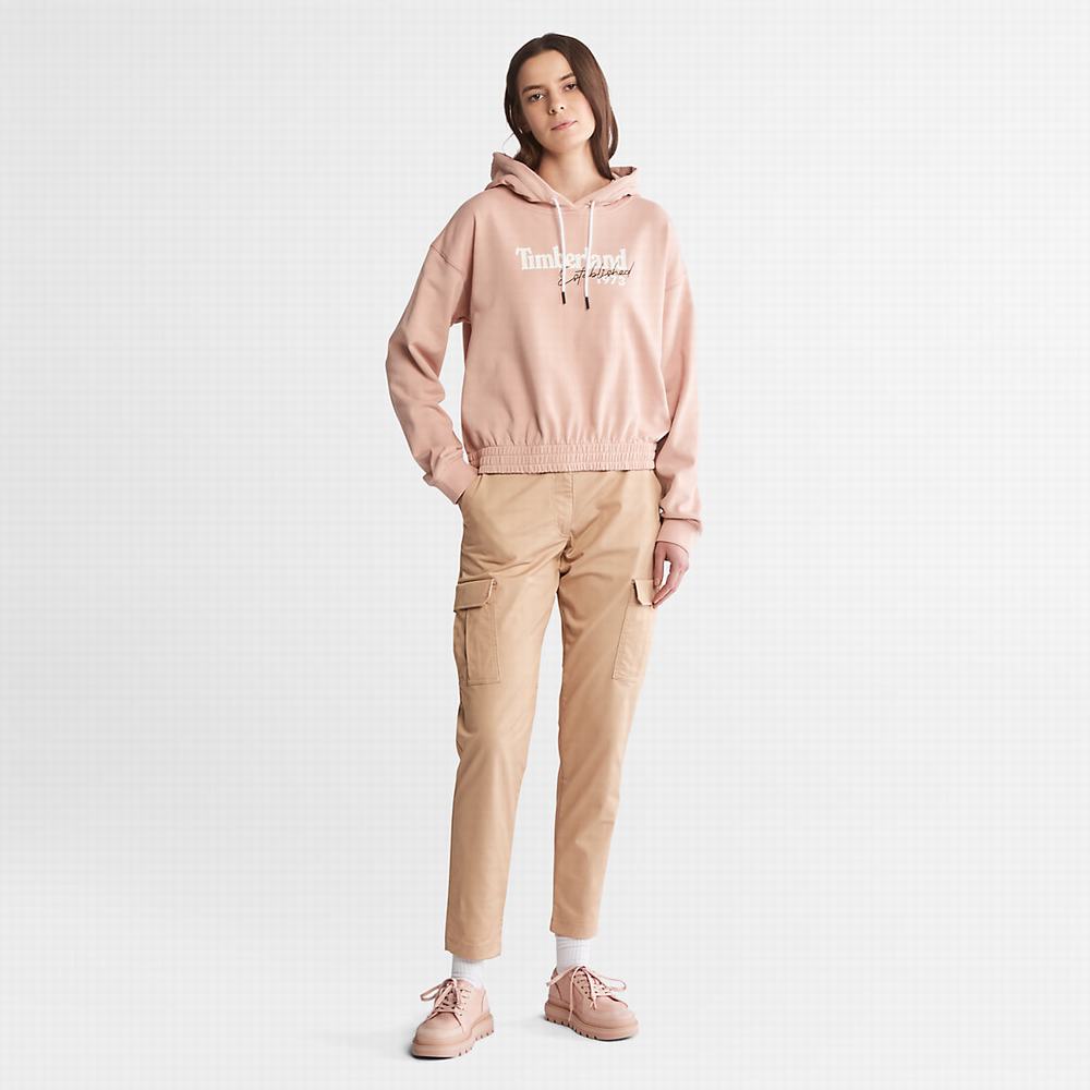 Timberland Established 1973 Logo Kapüşonlu Sweatshirt Kadın Pembe | TR-2014W