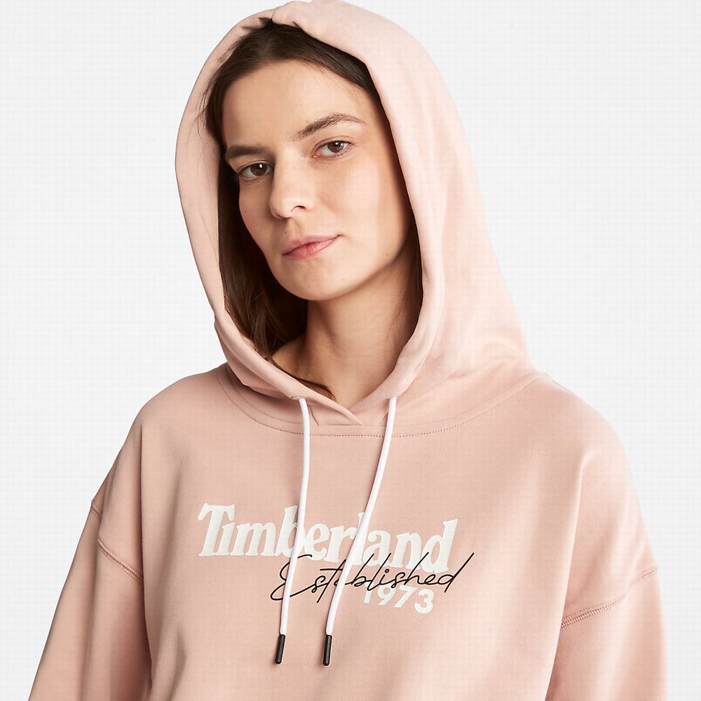 Timberland Established 1973 Logo Kapüşonlu Sweatshirt Kadın Pembe | TR-2014W