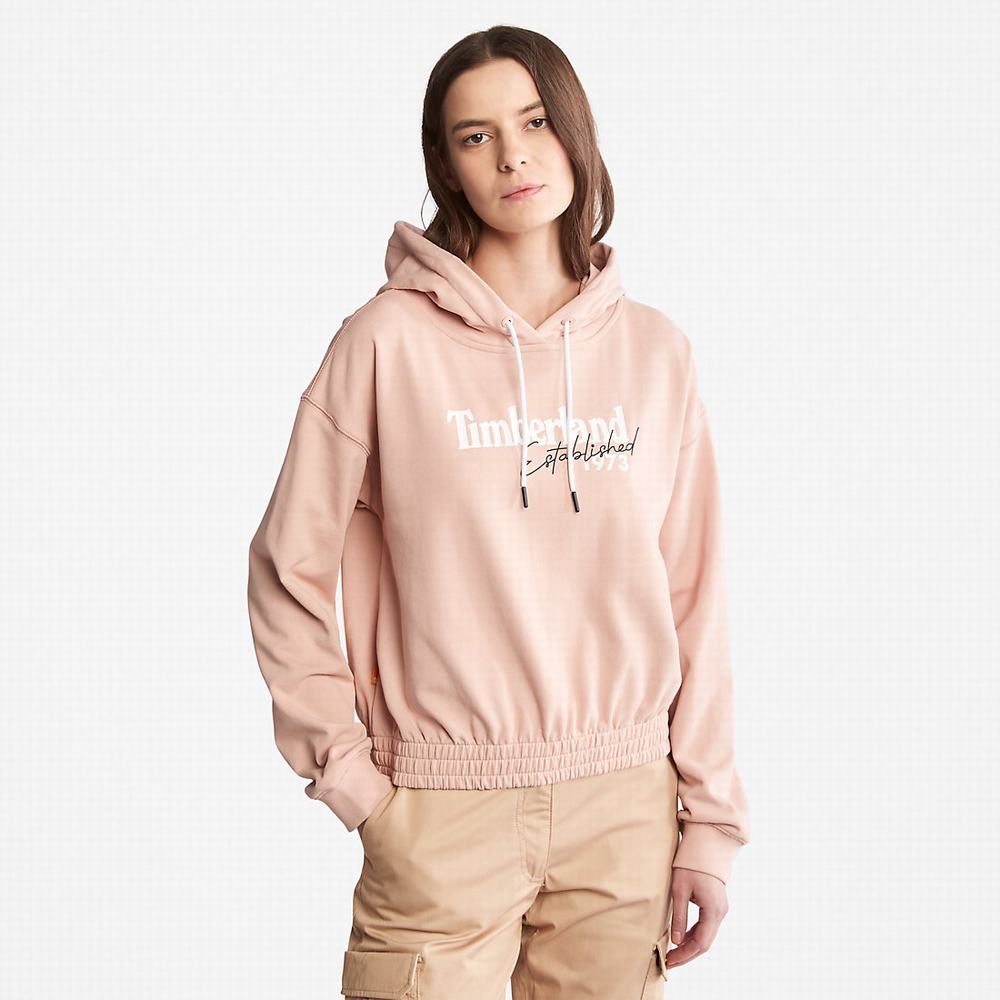 Timberland Established 1973 Logo Kapüşonlu Sweatshirt Kadın Pembe | TR-2014W