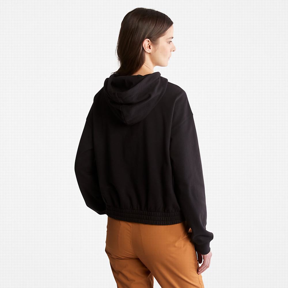Timberland Established 1973 Logo Kapüşonlu Sweatshirt Kadın Siyah | TR-4287Q