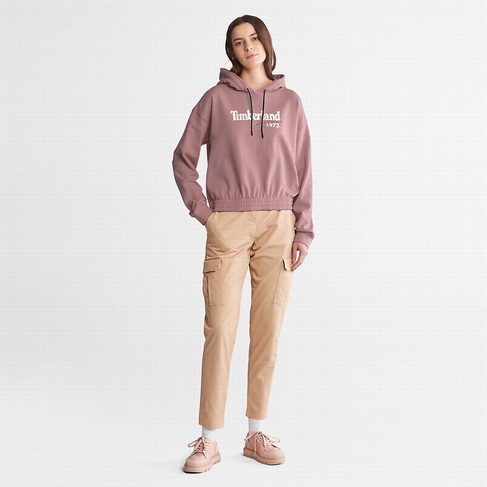 Timberland Established 1973 Logo Kapüşonlu Sweatshirt Kadın Pembe | TR-6593E