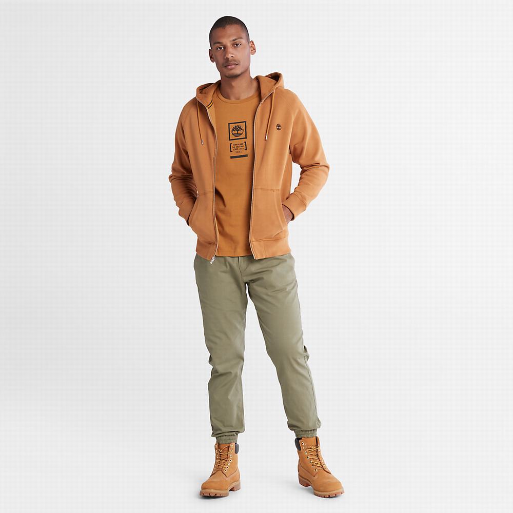 Timberland Exeter River Zip-Front Fleece Kapüşonlu Sweatshirt Erkek Açık Kahverengi | TR-5186M