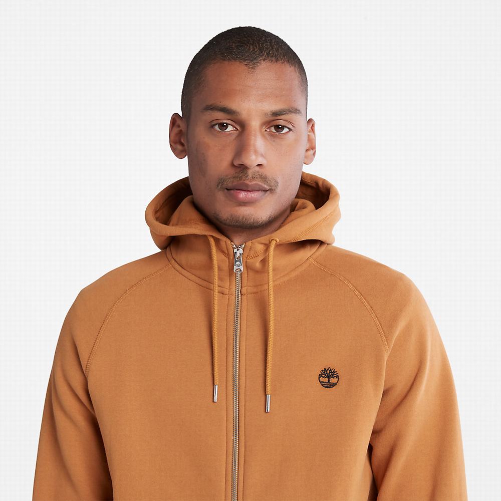 Timberland Exeter River Zip-Front Fleece Kapüşonlu Sweatshirt Erkek Açık Kahverengi | TR-5186M