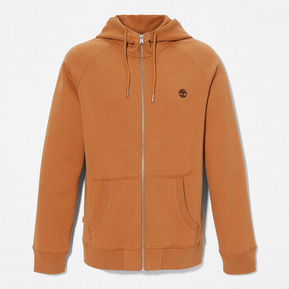 Timberland Exeter River Zip-Front Fleece Kapüşonlu Sweatshirt Erkek Açık Kahverengi | TR-5186M