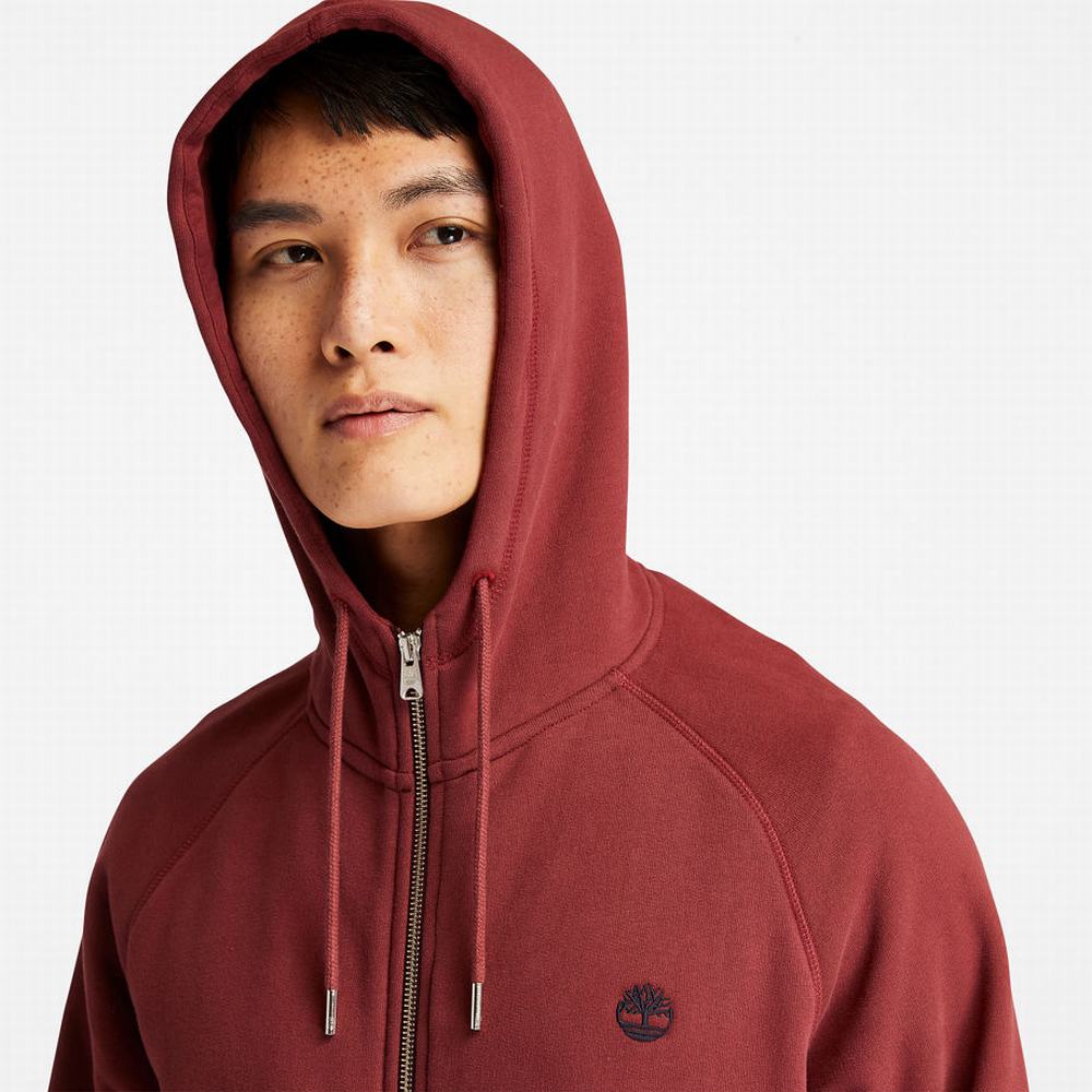 Timberland Exeter River Zip Kapüşonlu Sweatshirt Erkek Kırmızı | TR-3126Q