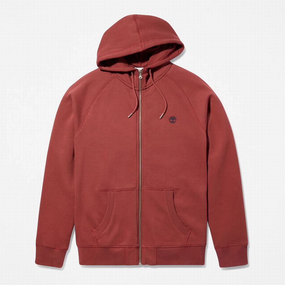 Timberland Exeter River Zip Kapüşonlu Sweatshirt Erkek Kırmızı | TR-3126Q