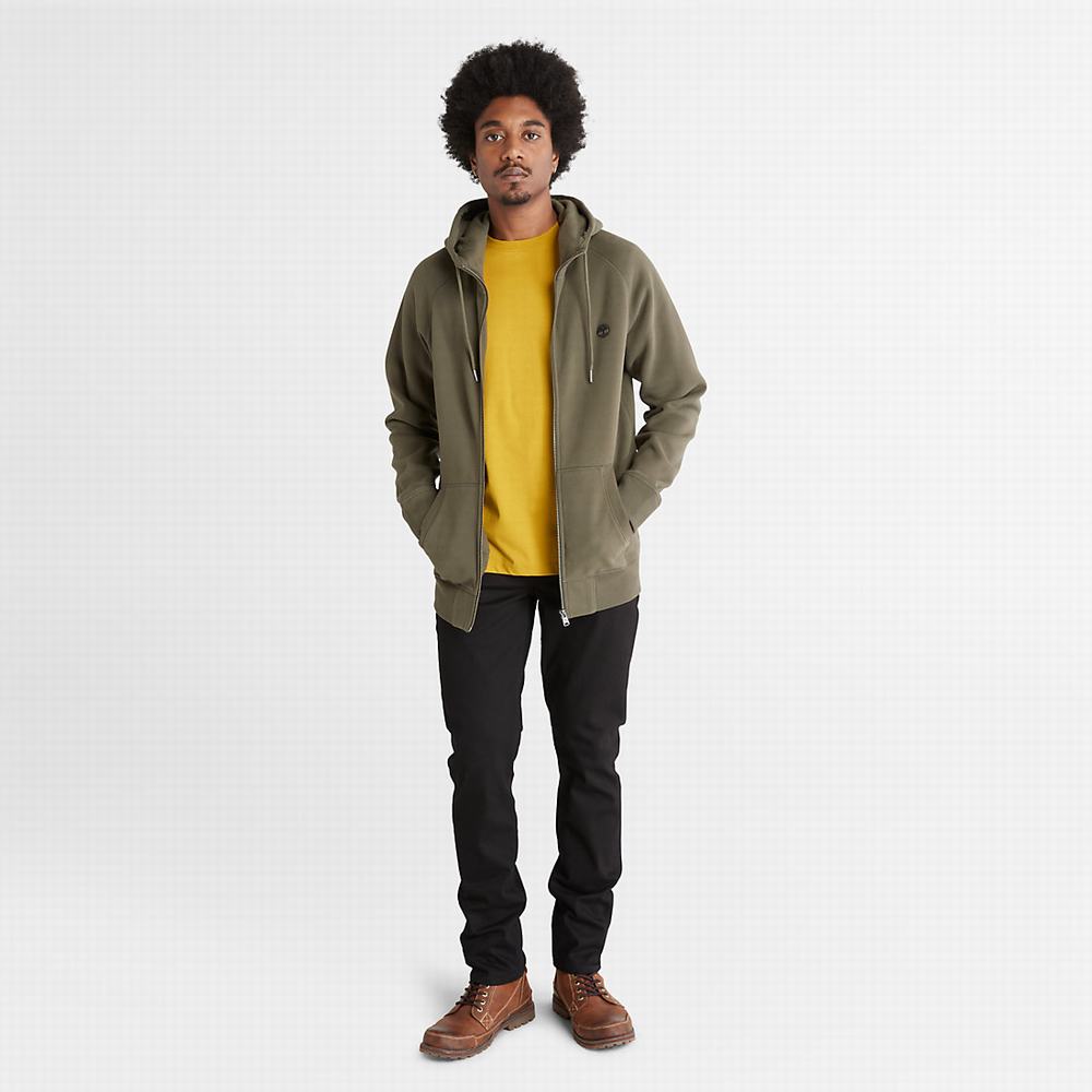 Timberland Exeter River Zip Kapüşonlu Sweatshirt Erkek Yeşil | TR-4670R