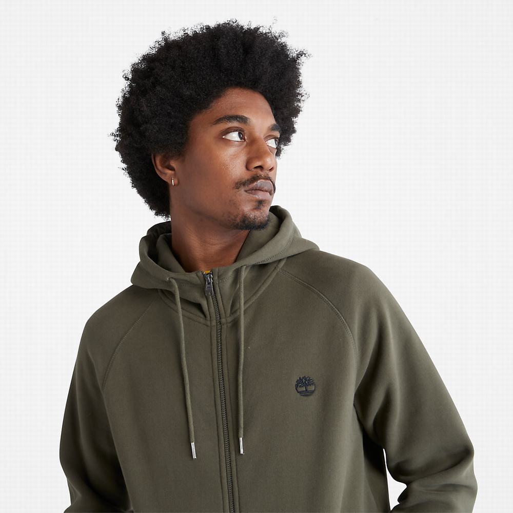 Timberland Exeter River Zip Kapüşonlu Sweatshirt Erkek Yeşil | TR-4670R