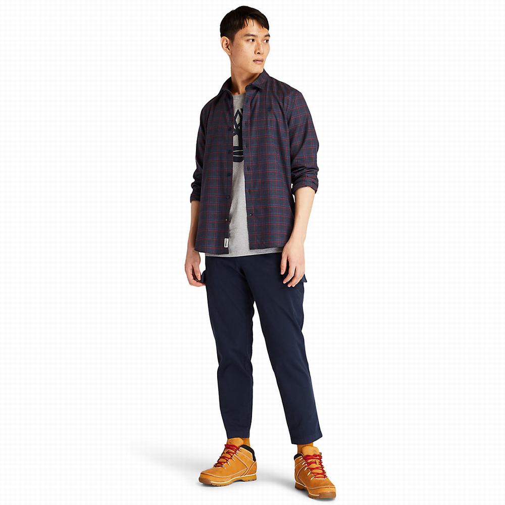 Timberland Flannel Checked Gömlek Erkek Lacivert | TR-3871B