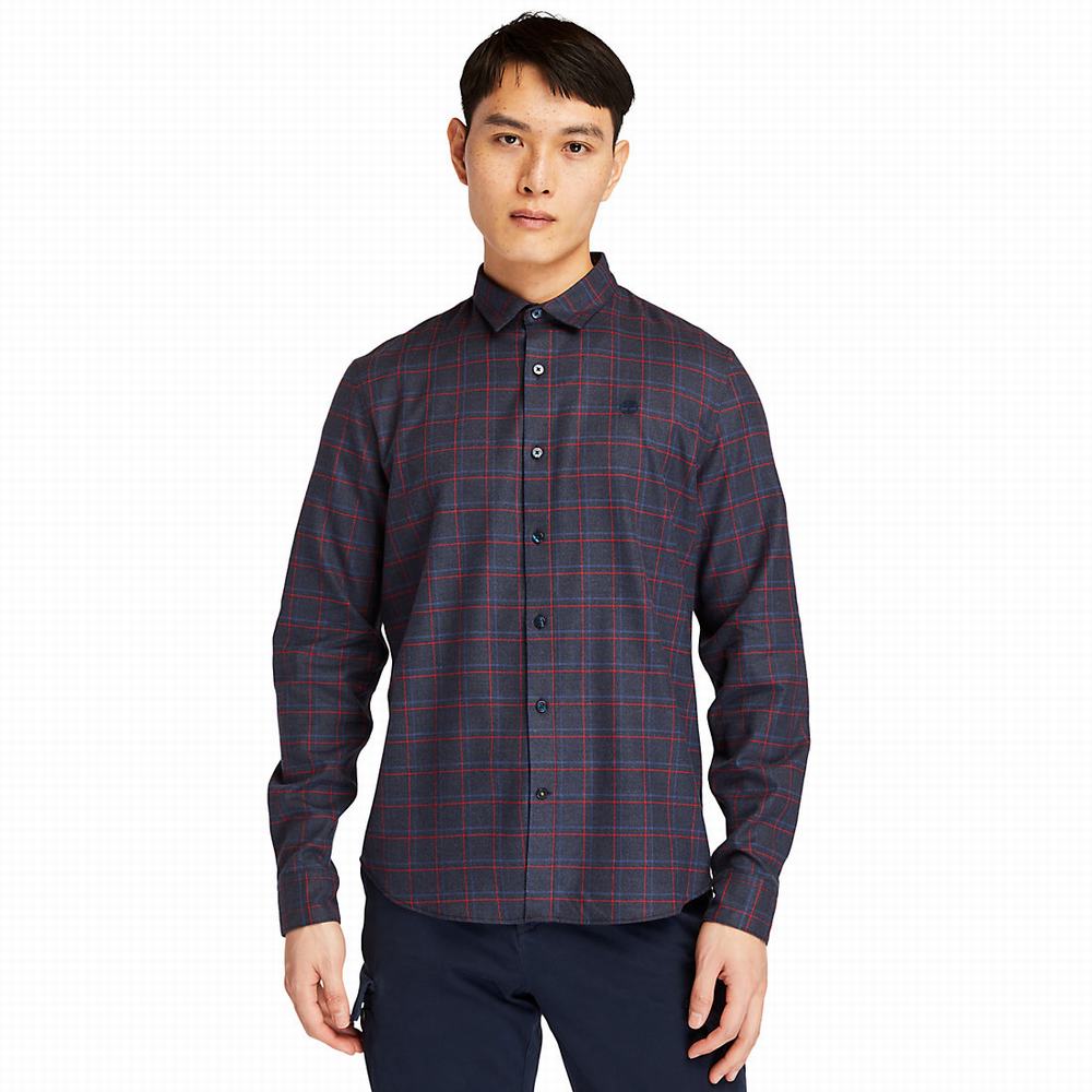 Timberland Flannel Checked Gömlek Erkek Lacivert | TR-3871B