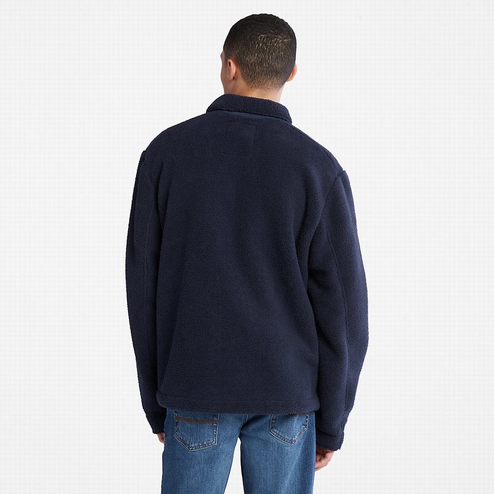 Timberland Fleece Overshirt Ceket Erkek Lacivert | TR-2587Y