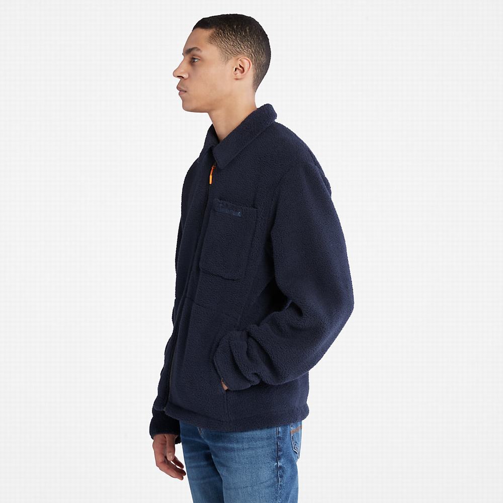 Timberland Fleece Overshirt Ceket Erkek Lacivert | TR-2587Y