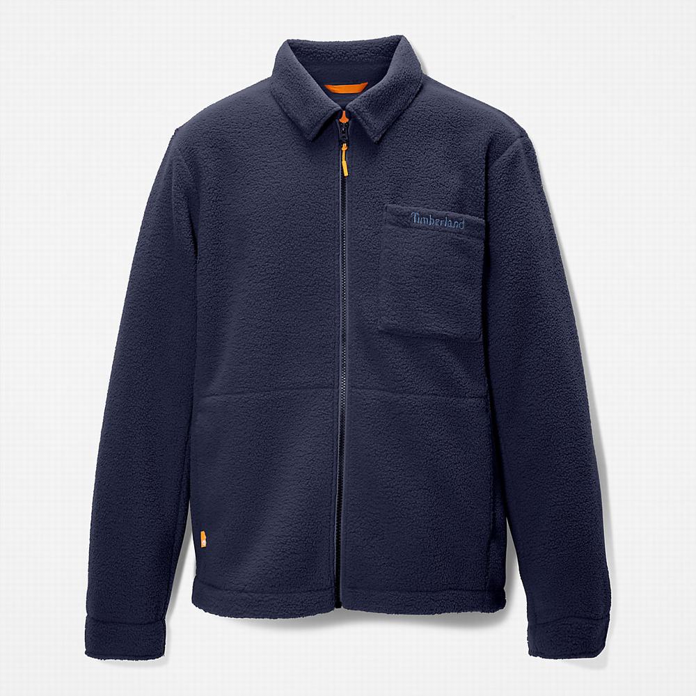 Timberland Fleece Overshirt Ceket Erkek Lacivert | TR-2587Y