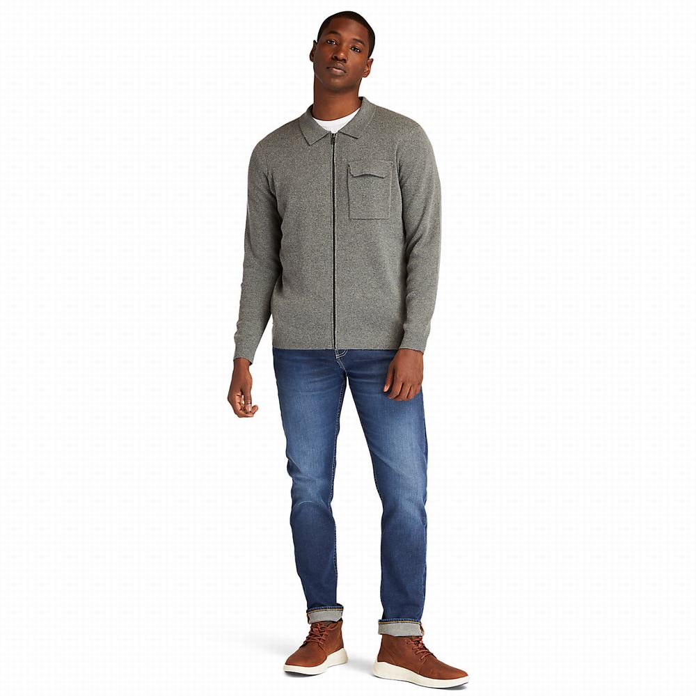 Timberland Full-Zip Kazak Erkek Koyu Gri | TR-6572S