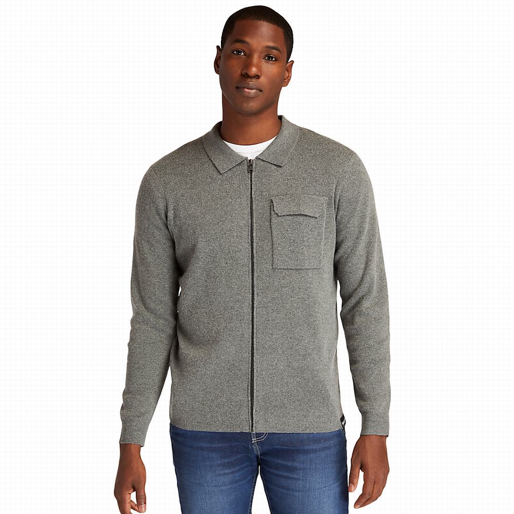 Timberland Full-Zip Kazak Erkek Koyu Gri | TR-6572S