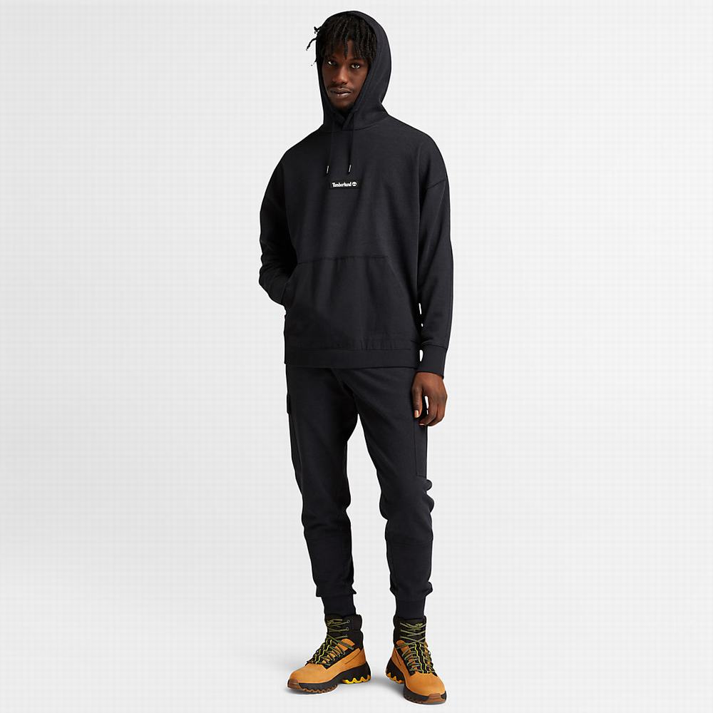 Timberland Garment-Dyed Logo Kapüşonlu Sweatshirt Erkek Siyah | TR-1937P