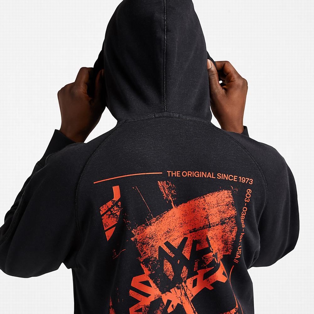 Timberland Garment-Dyed Logo Kapüşonlu Sweatshirt Erkek Siyah | TR-1937P