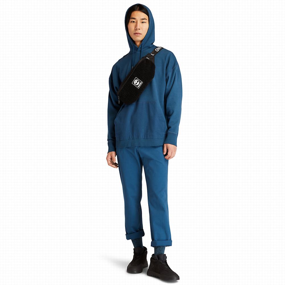Timberland Garment-Dyed Logo Kapüşonlu Sweatshirt Erkek Mavi | TR-3978U