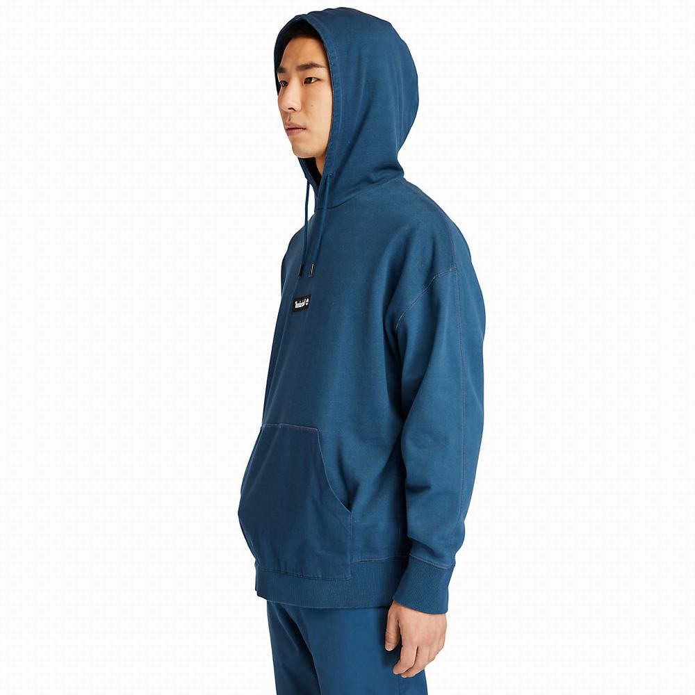 Timberland Garment-Dyed Logo Kapüşonlu Sweatshirt Erkek Mavi | TR-3978U