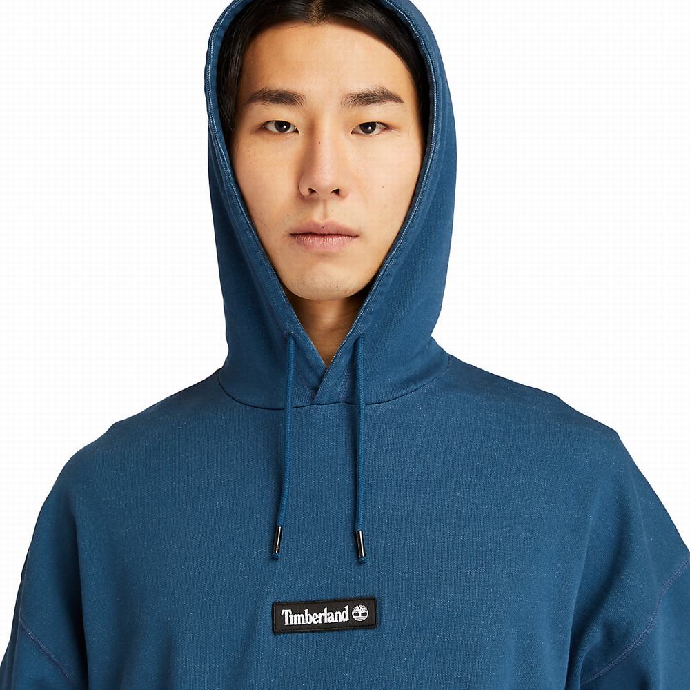 Timberland Garment-Dyed Logo Kapüşonlu Sweatshirt Erkek Mavi | TR-3978U