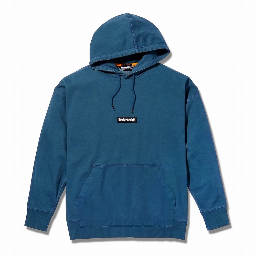 Timberland Garment-Dyed Logo Kapüşonlu Sweatshirt Erkek Mavi | TR-3978U