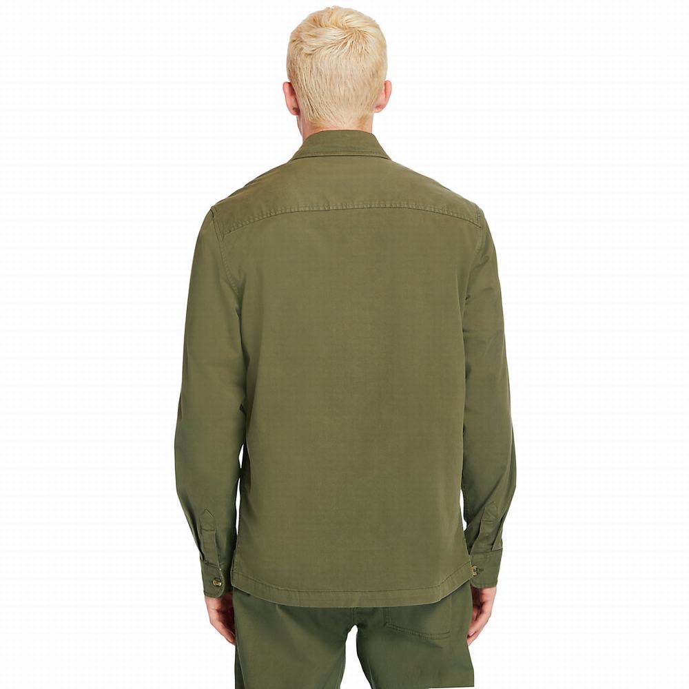 Timberland Garment-Dyed Twill Gömlek Erkek Koyu Yeşil | TR-0165T