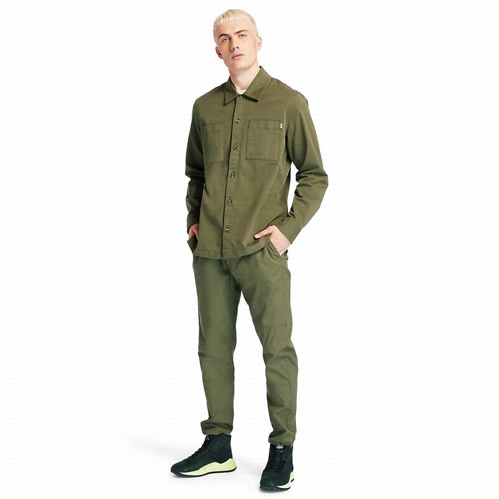 Timberland Garment-Dyed Twill Gömlek Erkek Koyu Yeşil | TR-0165T
