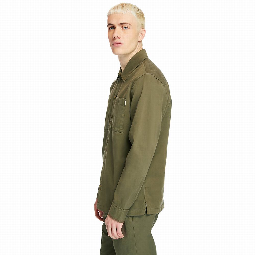 Timberland Garment-Dyed Twill Gömlek Erkek Koyu Yeşil | TR-0165T