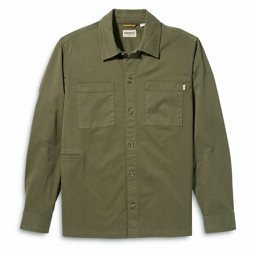 Timberland Garment-Dyed Twill Gömlek Erkek Koyu Yeşil | TR-0165T